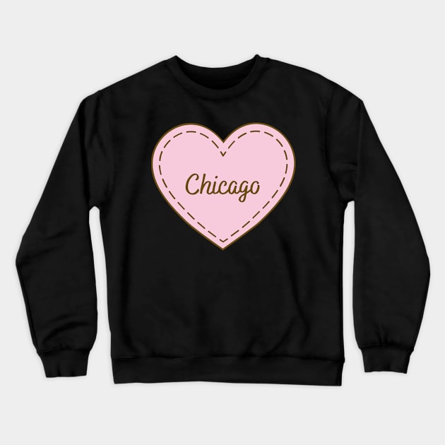 I Love Chicago Simple Heart Design Crewneck Sweatshirt by Word Minimalism